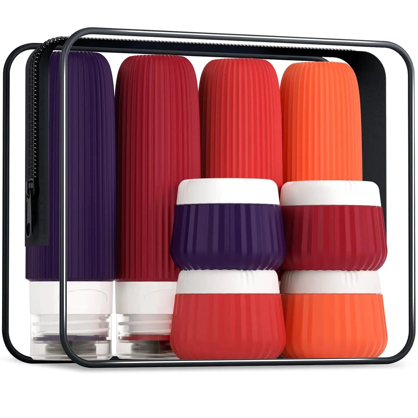 NEW Arrivals 8PCS Set 7 Colors Liquid Bottles, TSA Approval, BPA Not Included, 3 OZ Leak-Proof and Squeezable Silicone Bottles, Refillable Travel Airport Ship Accessories, Suitable for Shampoo and Shower Gel Essentials