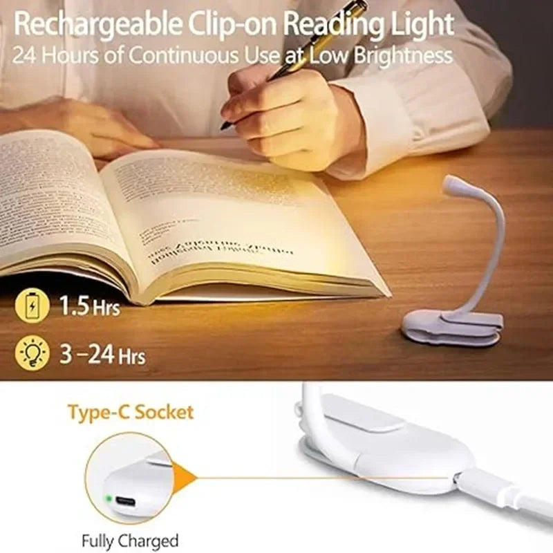 NEW Arrivals 5~10PCS Set Mini Book Light Laptop Keyboard Portable Clip Night Light USB Charging LED Dimmable Bedroom Eye Protect Camping Clip 360° Flip Book Lamp