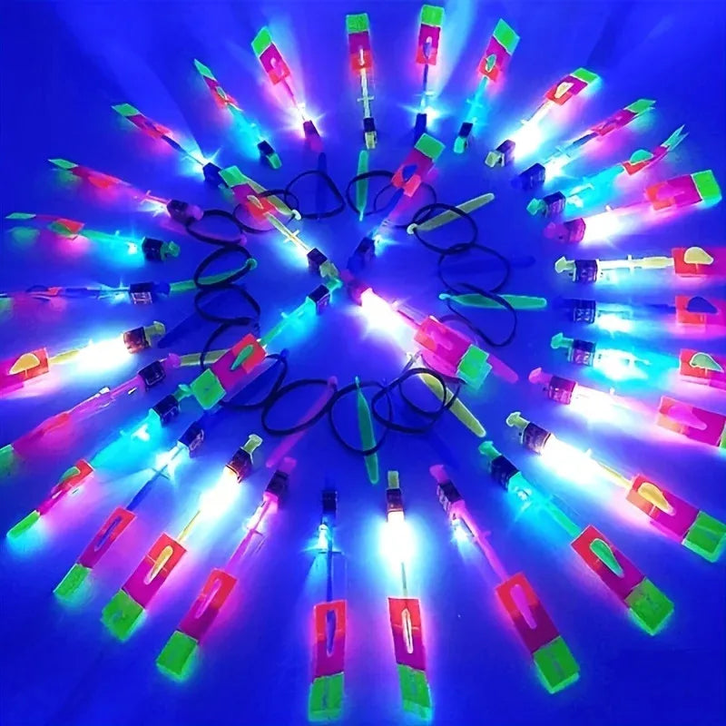 NEW Arrivals 10PCS Set Led Light Rockets - Bright Flying Toys with Slingshot Launchers, Party Favors for Birthdays, Halloween, Christmas Birthday Adults/Kids Gifts and Toys