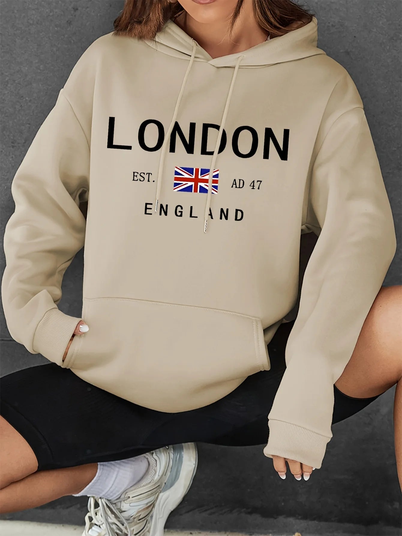 NEW Arrivals Vibrant London Drawstring Hoodie - Fashion Hoodies with Kangaroo Pocket Casual Long Sleeve Boys Girls Streetwear Casual Fashion Clothing Supplies