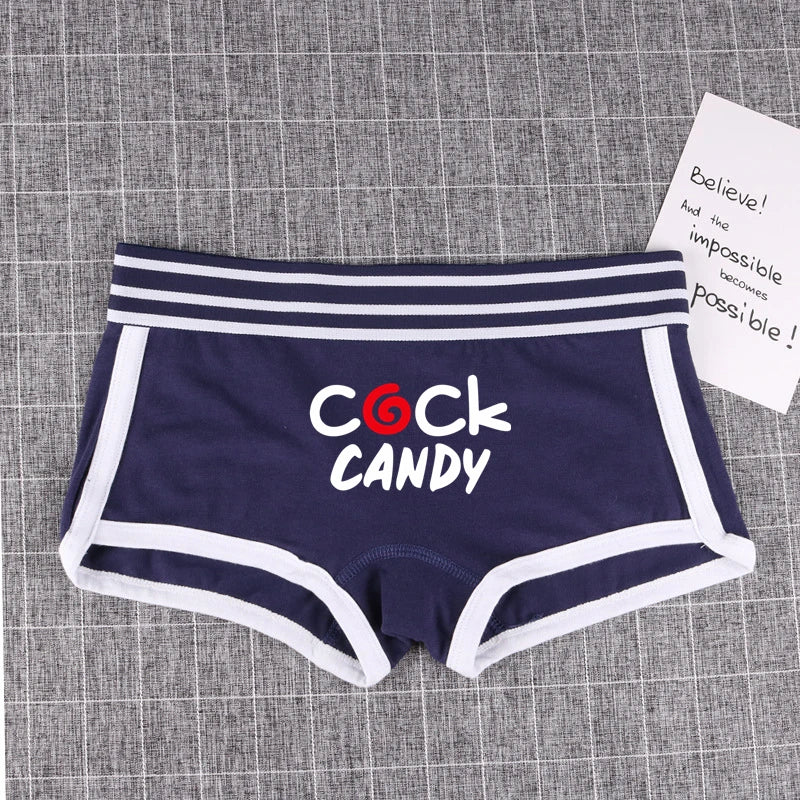 NEW Arrivals 7 Colors *COCK CANDY* Cotton Boy Shorts WIFE Gift Underwear for Women New Women Boxer Shorts Girl Panties Breathable Women's Intimates