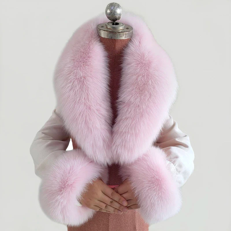 NEW Arrivals 6 Colors Set Women Winter 100% Natural Fox Fur Scarf Jacket Fur Collar Authentic Neck Scarves And Cuff Set Luxury Fox Fur Warm Neck Warmers Ladies Luxury Fashion Apparel Accessories