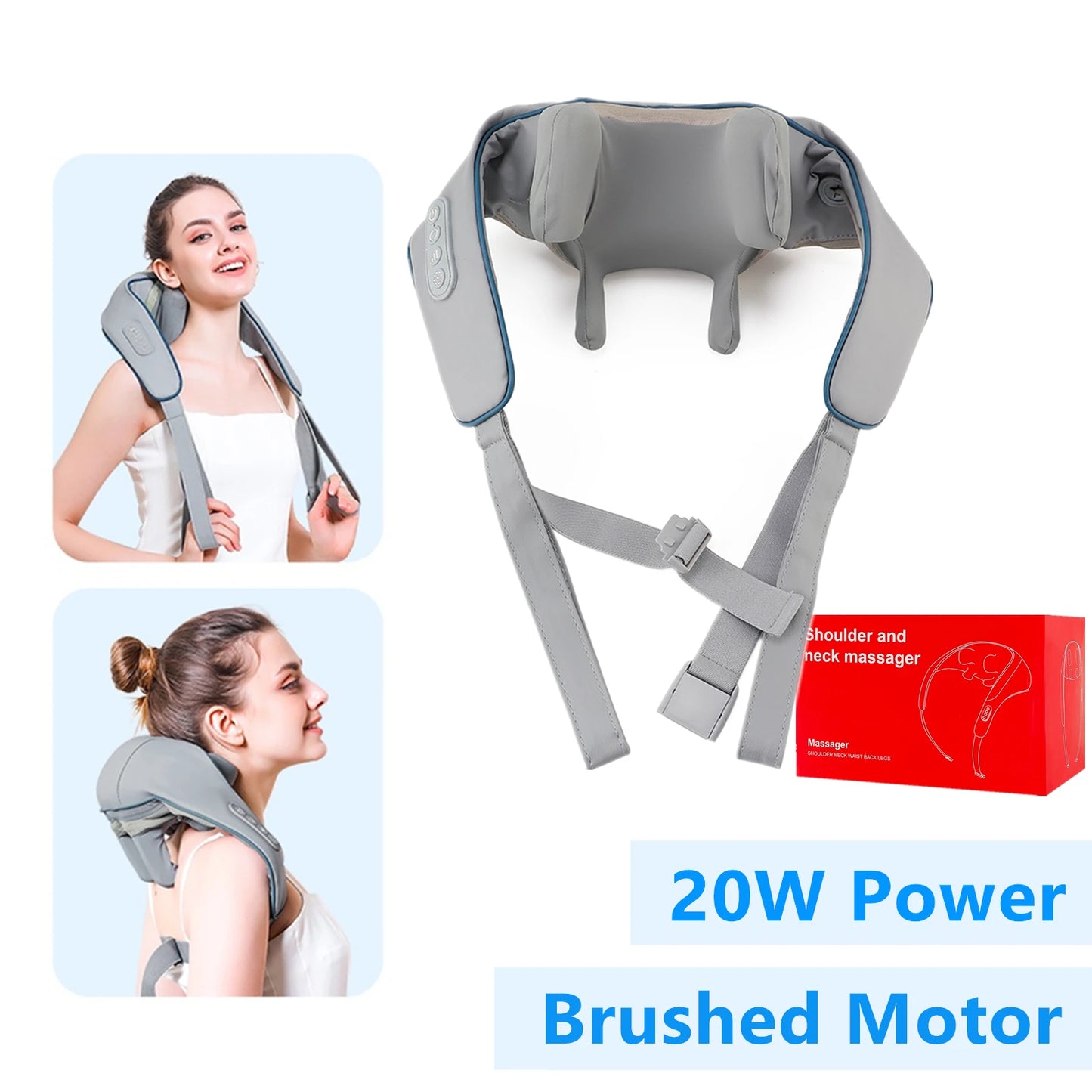 NEW Arrivals 20-26W Neck And Shoulder Massager Wireless Shoulder And Back Kneading Massage Shawl Trapezius Neck Cervical Massager Home Office Massage Relaxation Accessories Health Care Supplies