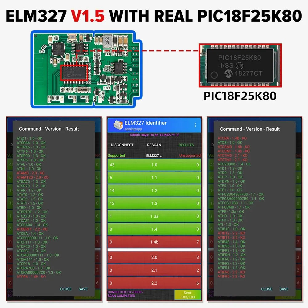 ELM327 V1.5 OBD2 Scanner PIC18F25K80 BT/Wifi ELM 327 OBD Car Diagnostic Tool For Android /IOS PK Vgate Icar2 Code Reader