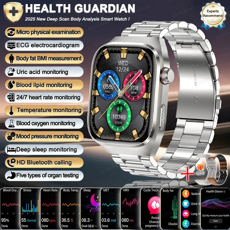 NEW Arrivals 12 Colors/Patterns Women Men Ai Diagnosis Health Healing Wrist Watch ECG+PPG Smart Watch Precise Uric Acid Blood Pressure Organ Body Analysis Smart Watch HD Call Watches Health Watch