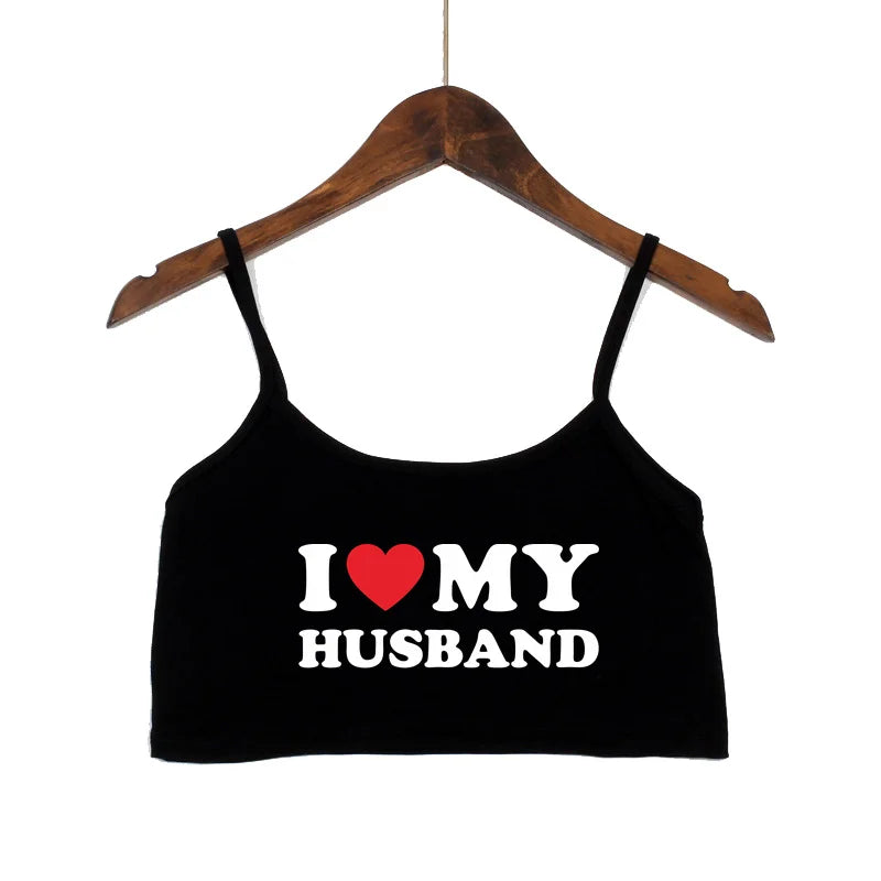 NEW Arrivals 15 Patterns 5 Colors *I LOVE MY HOT HUSBAND* Women Fashion Tank Top Women Clothing Sexy Tops for Girls Sexy Seamless Sleeveless Backless Camisole Summer Beach Streetwear