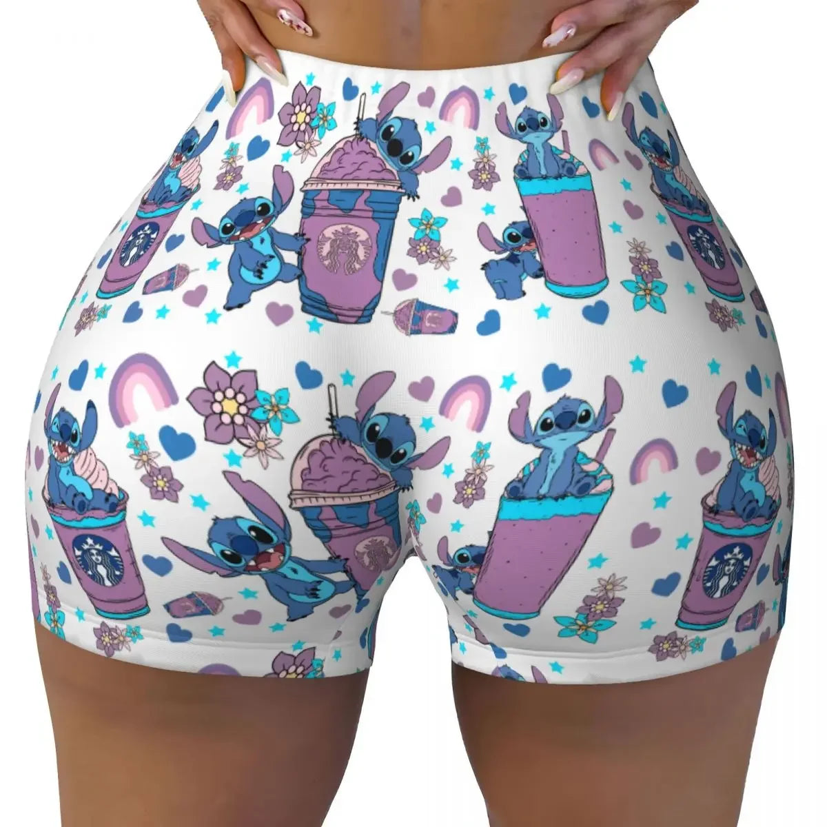 NEW Arrivals S-2XL Women's Stitch Anime Workout Yoga Shorts I Tried Gym Athletic Volleyball Biker Shorts Girls Sports Apparel Accessories