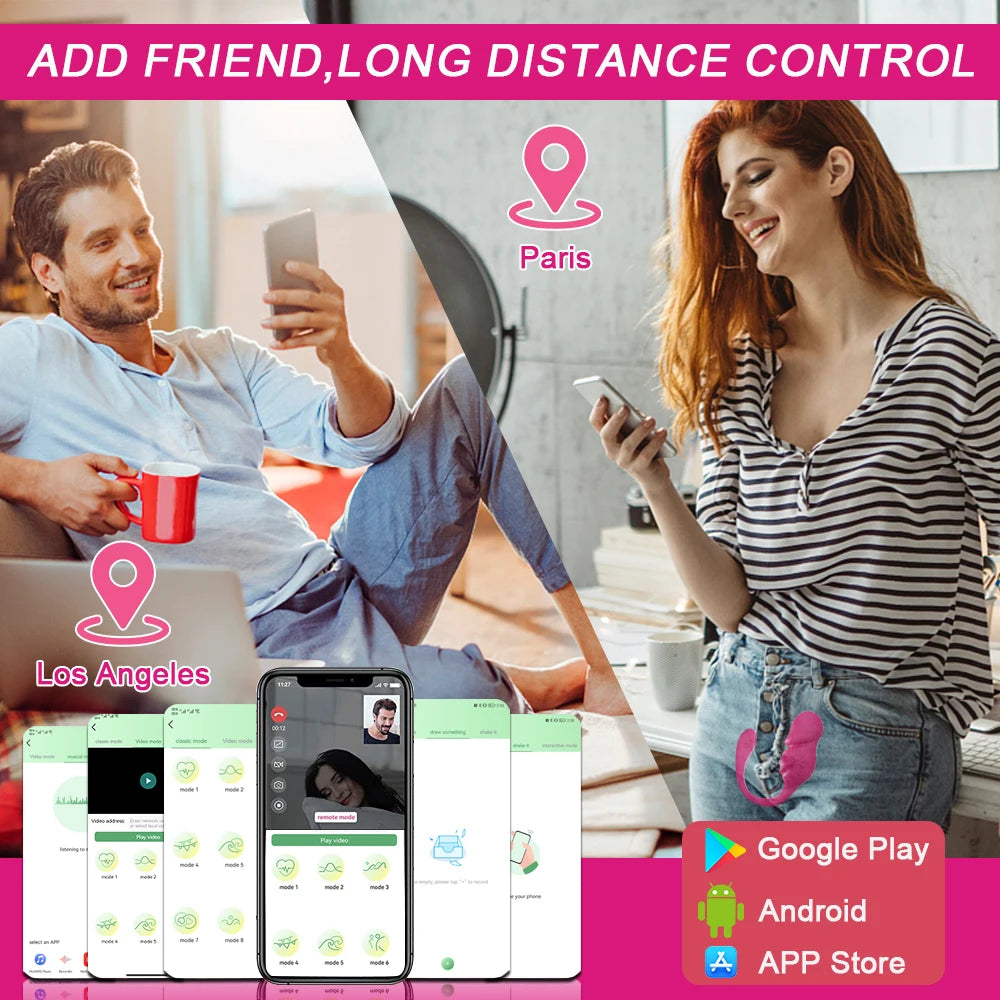 Wearable Bluetooth APP Vibrator Egg for Women Dildo Clitoris Stimulator Remote Vibrating Panties Female Sex Toys for Couples