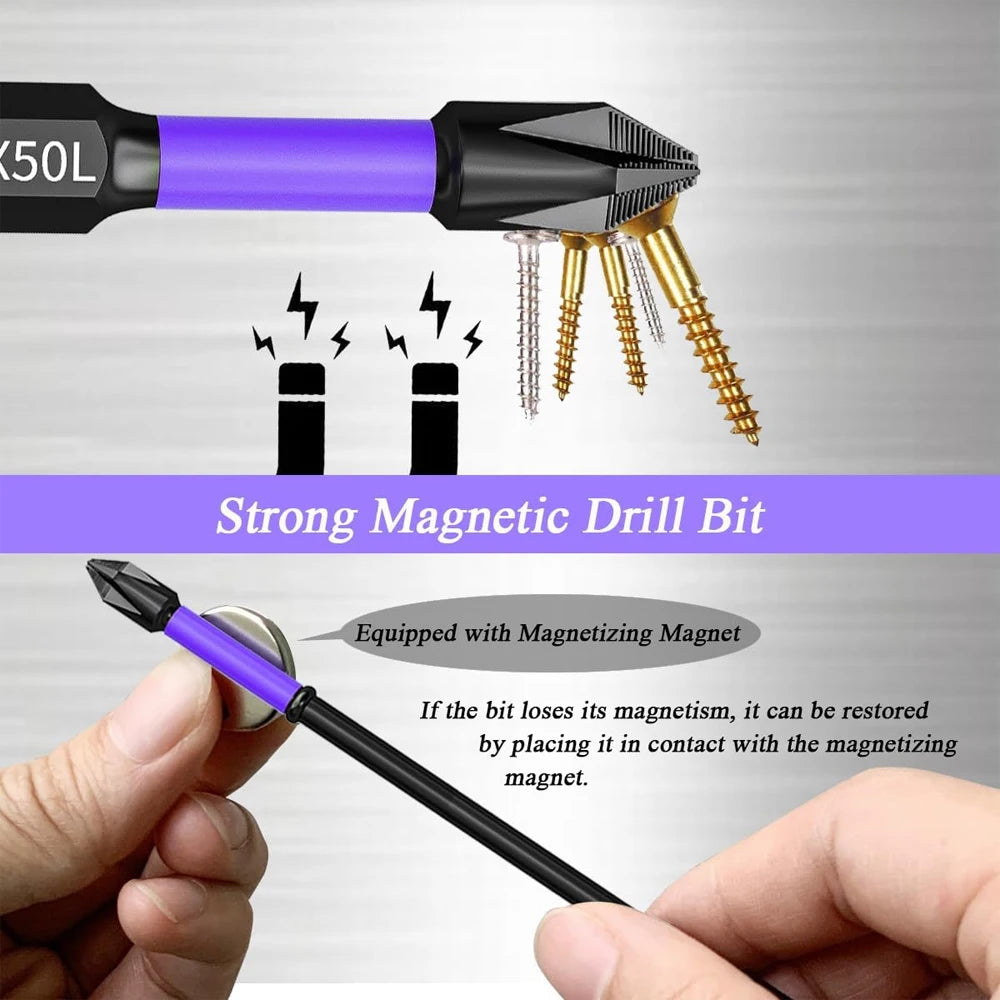 NEW Arrivals 12 Pcs Set Magnetic Screwdriver Bits Non-Slip Shockproof Phillips Impact Bits Hex Shank Alloy Steel Bits Suitable for Power Tools