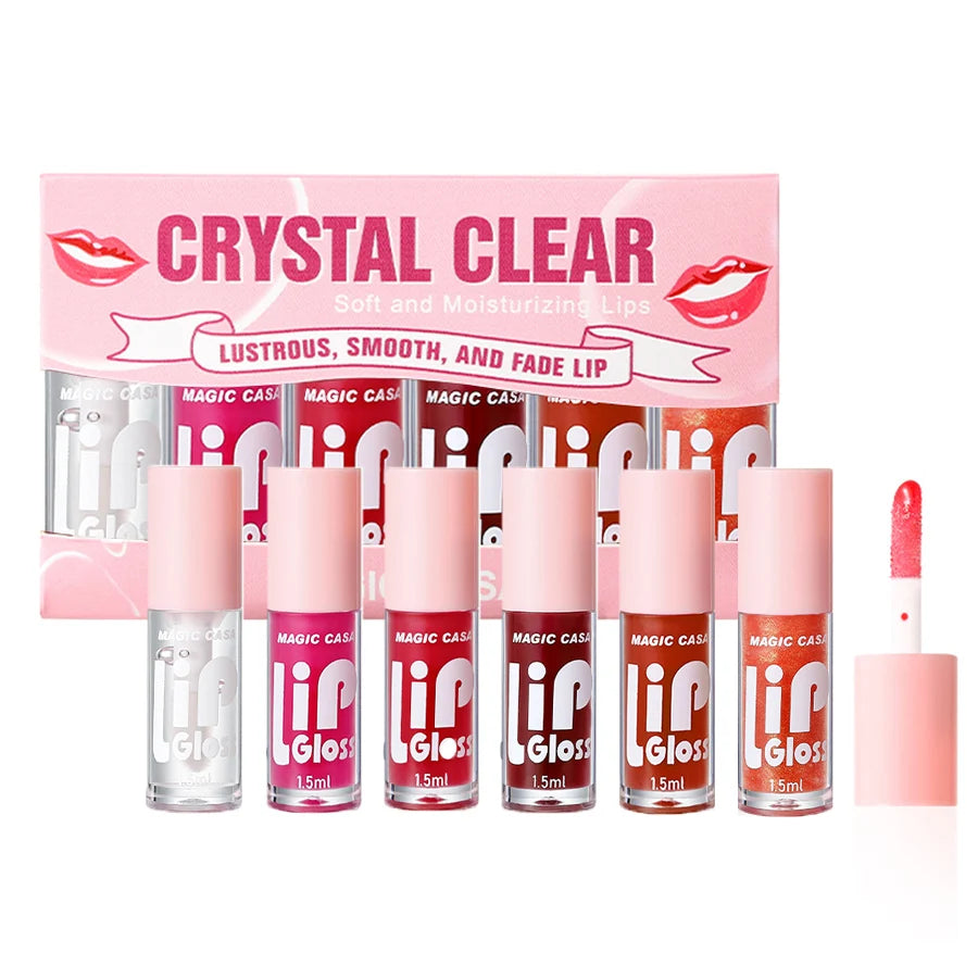 NEW Arrivals 6PCS Set Korean Small Bottle Hydrating Jelly Lip Oil Long-Lasting Moisturizing Smooth Shimmering Lip Hydrating Liquid Korean Skin Care Products
