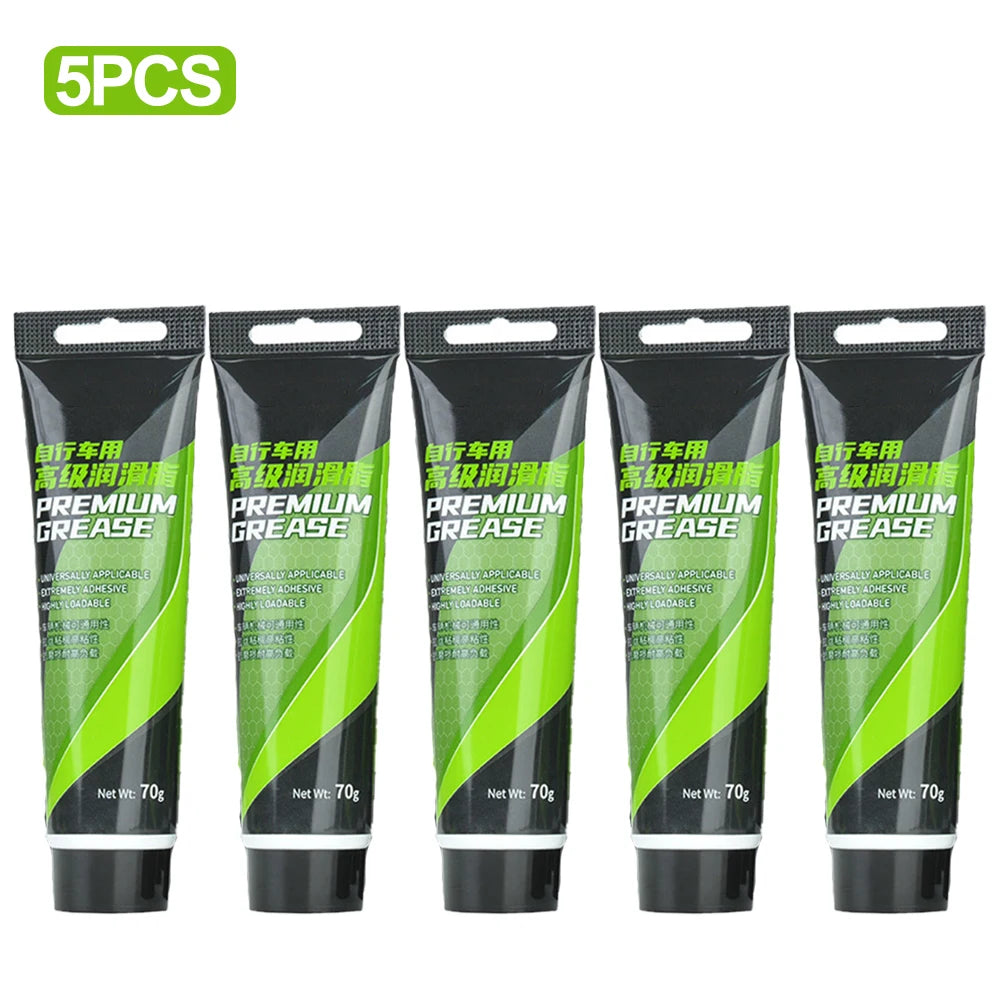 NEW 5PCS + 2 Tools Set Bicycle Grease Green Applesauce Bearing Grease Motor Oil Lubricant Optional Grease Gun, Bicycle Maintenance Accessories Sports Supplies