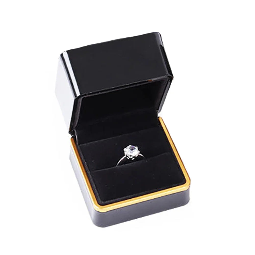 NEW LED Light Jewelry Box Luxury Ring Box for Proposal Engagement Wedding Rubber Paint Square Jewelry Gift Organizer Accessories Jewelry Supplies