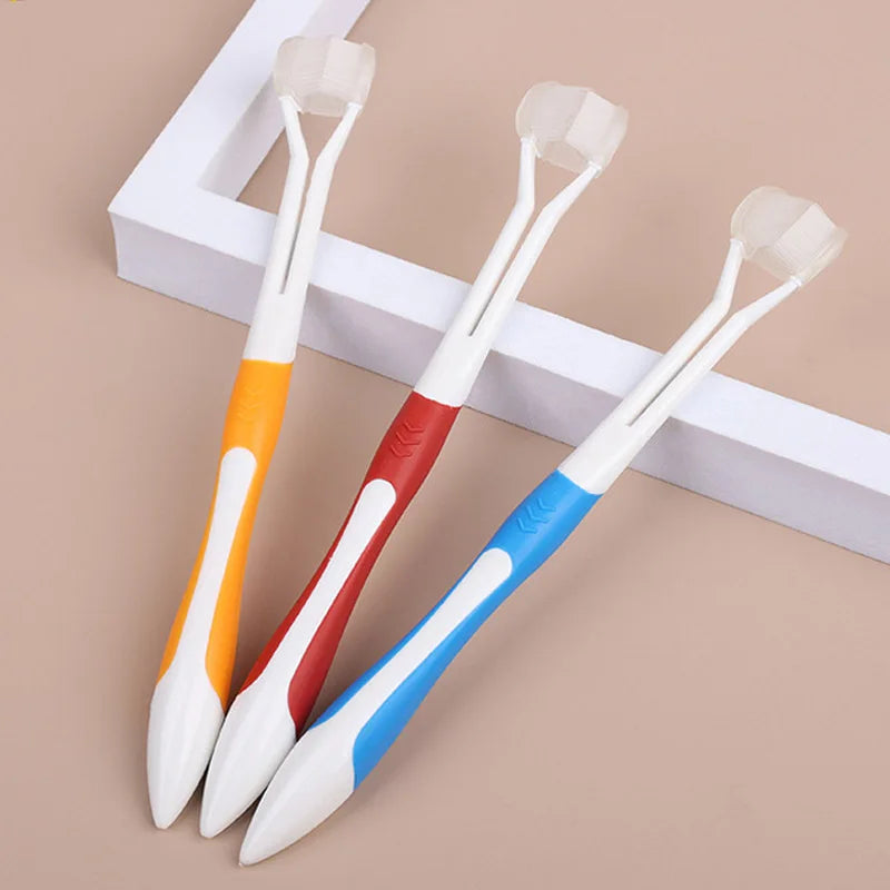 NEW 3 Sided Soft Dog Teeth Brush Head Toothbrush Oral Health Teddy Cleaning Dog Cat Brush Bad Breath Teeth Care Tool Cleaning Mouth Pets Hygiene Supplies