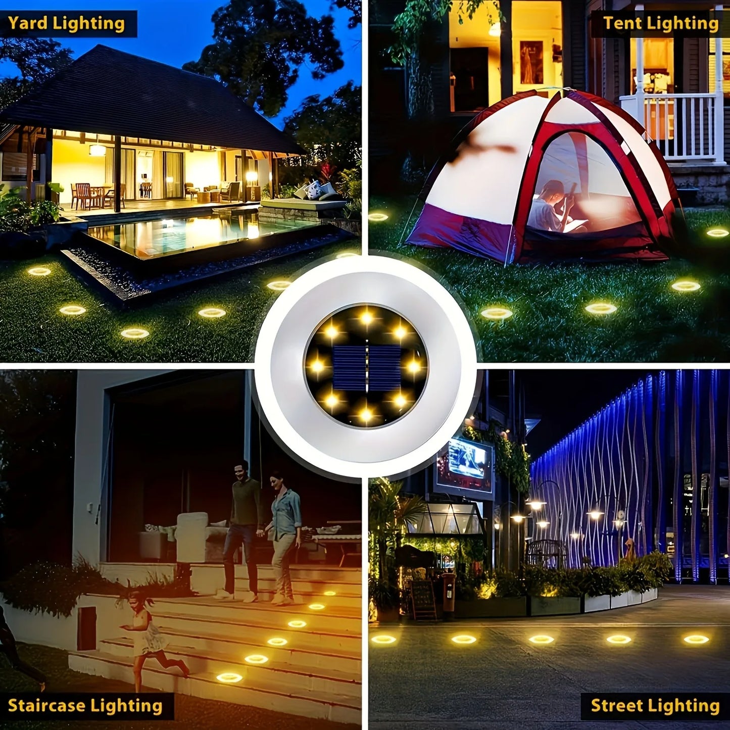 NEW Arrivals 8PCS Set LED Solar Ground Lights Outdoor Step Lights Warm/Cool White Solar Lights Decorative Landscape Lights for Paths Gardens Lawns Home Outdoor Garden Supplies