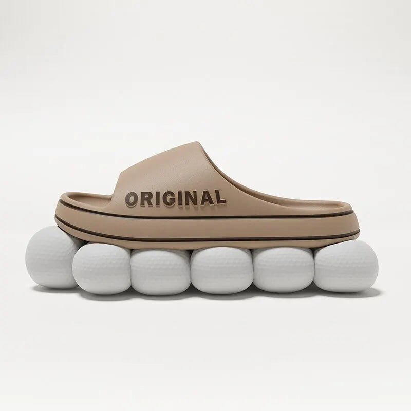 Women Letter Slippers Beach Slides Solid Color Men*s Thick Sole Indoor Bathroom Anti Slip Shoes Summer Couple Sandals
