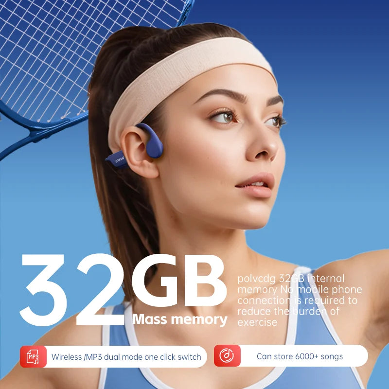 NEW Original Bone Conduction Headset IPX8 32GB Bluetooth 5.3 Wireless Headset with Microphone Waterproof Swimming Cycling Running Outdoor Sports Supplies