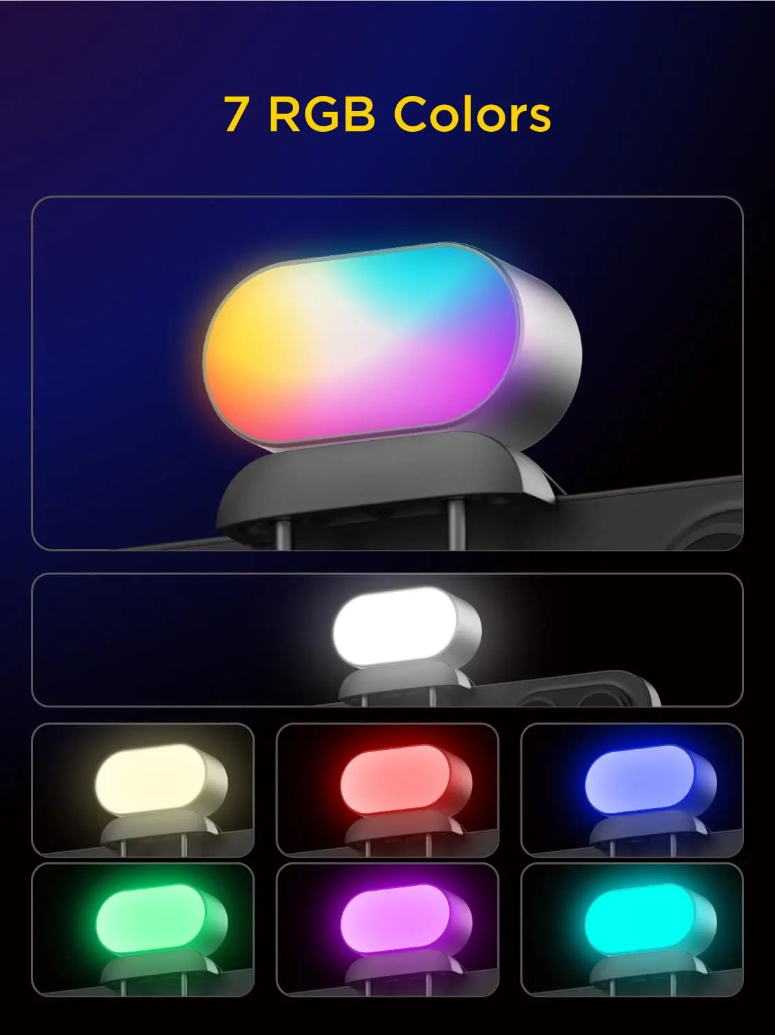 RGB Magnetic Fill Light for Gimbal LED Video Photography Light 3 Brightness and 7 Color Adjustment for Phone Selfie Live Streaming Mobile Cell Products Accessories Electronic Supplies