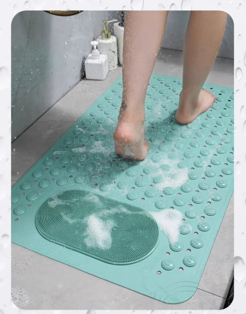 NEW Arrivals 5 Colors 60x90CM Bathroom Non-Slip Mat Solid Color Massage Mat Home Anti-Slip Suction Cup Carpet Waterproof Dirt-Resistant Toilet Hotel Floor Mat