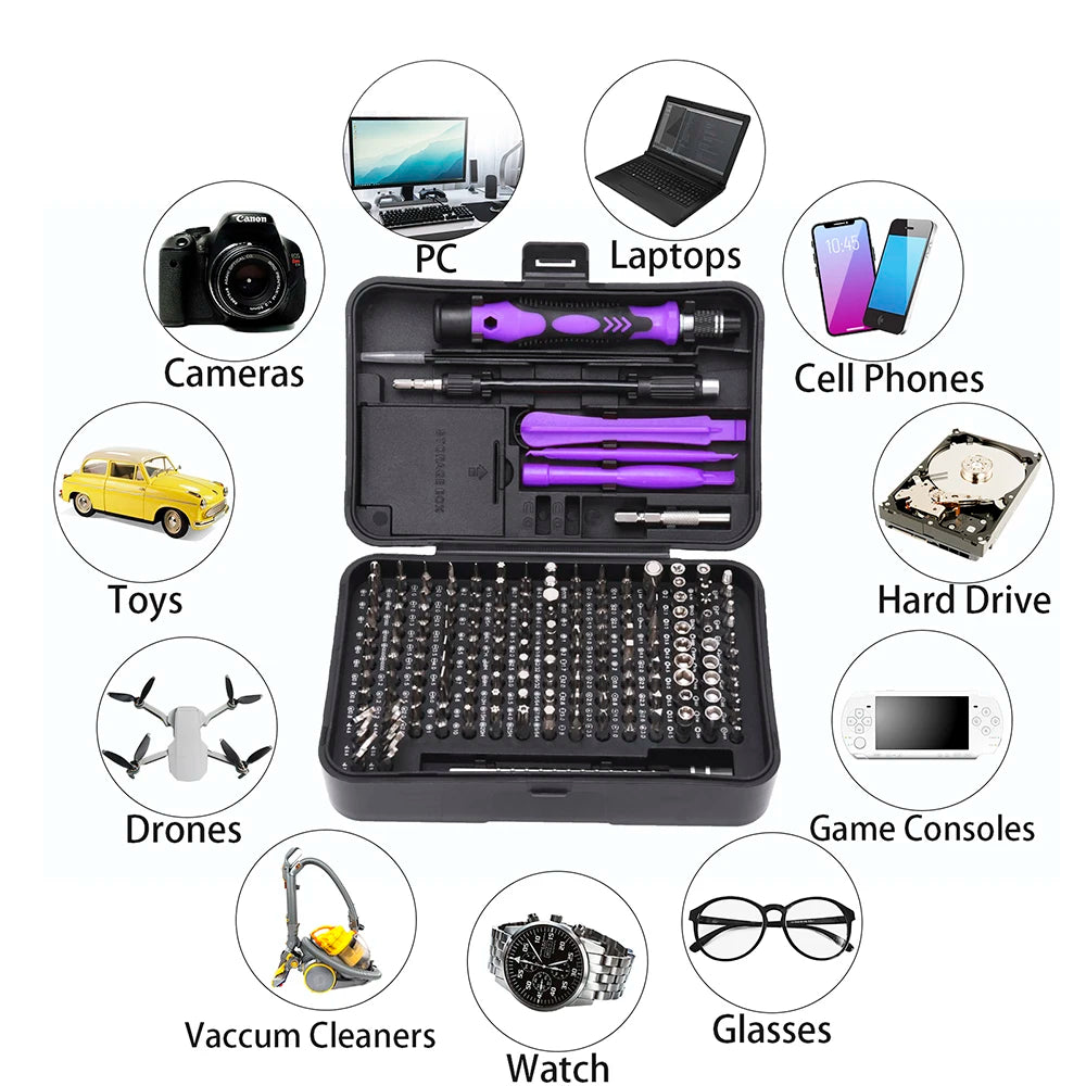 NEW Arrivals 170PCS In 1 Set Precision Screwdriver Set Magnetic Screw Driver Bits Torx Hex Bits iPhone Computer TV Mobile Phone Laptop Tablets Drone Professional Handle Repair Tool Kit