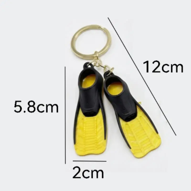 Realistic Diving Flipper Keychain Soft Silicone Key Ring Lightweight Decor Accessory for Diving Lovers Bag Car Key Water Sports Gifts
