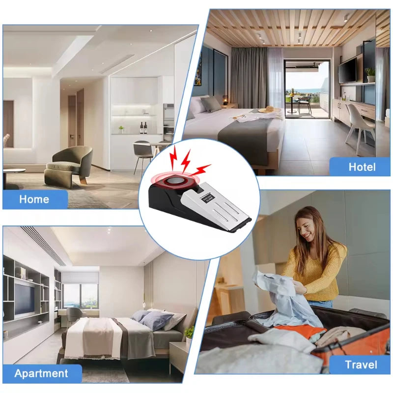 NEW Arrivals 2PCS Set 125dB Door Arrester Alarm Household Safety Protection Anti-Theft Burglary Alarm System, Door Gap Door Gear Used for Hotel Women Living Alone Home Office Security Supplies