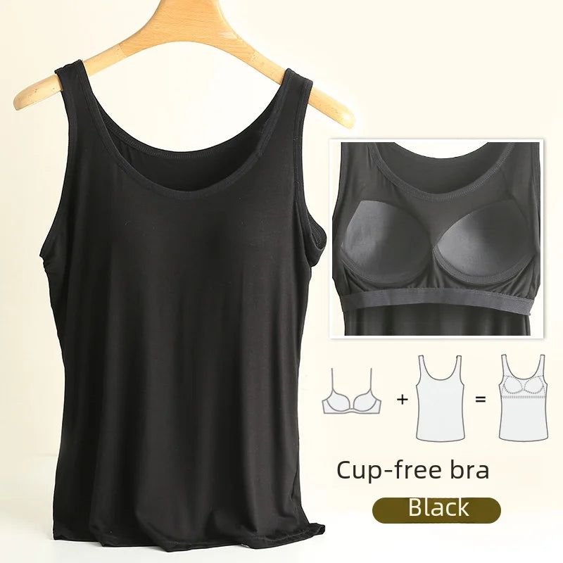 NEW BRAND M(37-50KG 3XL(75-90KG) Modal Women Vest Chest Pad Strap Thin Fit Bra One-piece Base Shirt Breathable Comfortable Back Beauty Cotton Pad