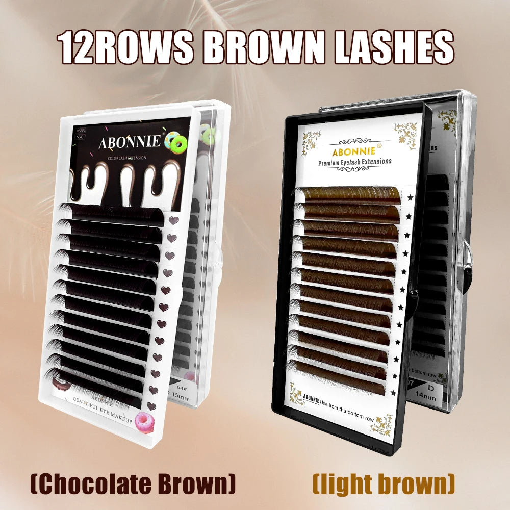 Abonnie Dark Brown Individual Eyelashes Extension Premium Eyelashes 8-15&mix Mink Lashes Professional Classic Lash Extensions