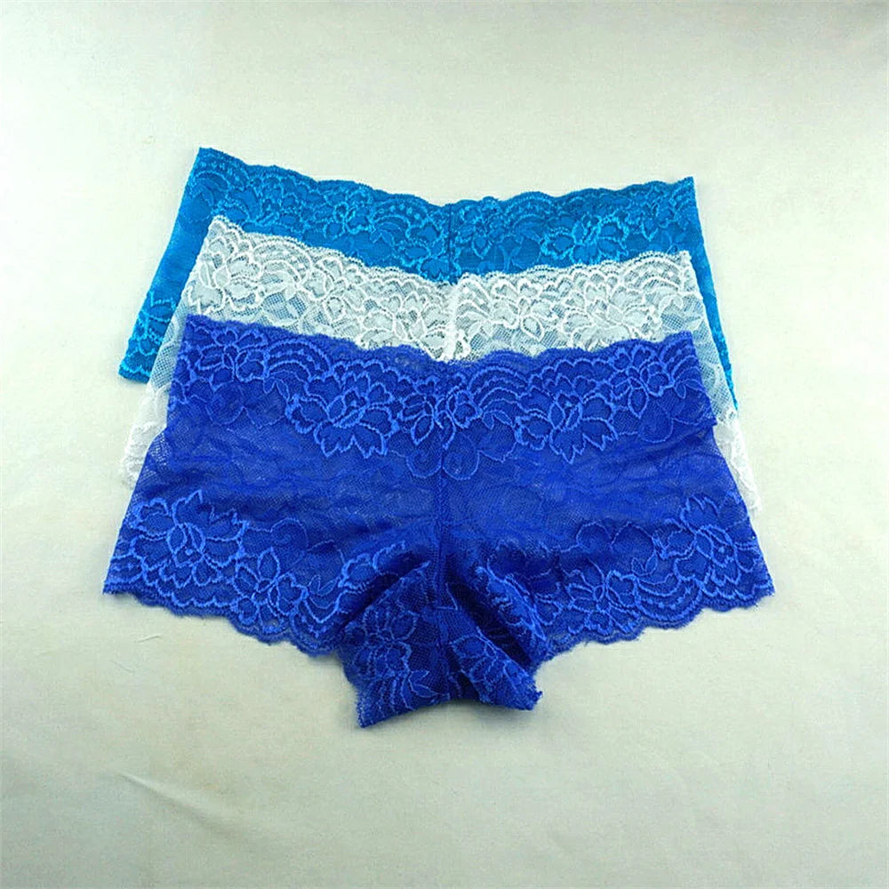 NEW Arrivals 3PCS Set M-XXL Female Boxers Underwear Silk Panties Women Transparent Panties Shorts Ladies Perspective Lingerie Accessories
