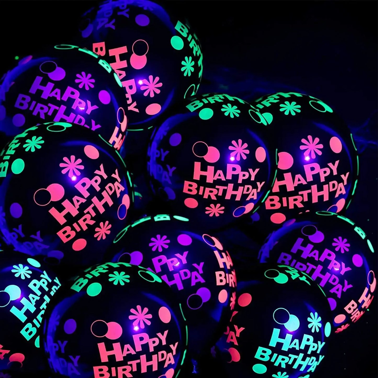 NEW 60PCS Set Happy Birthday Wedding Fluorescent Balloons Glow In The Dark Luminous Dots Latex Balloon For Birthday Wedding Party Decoration Gifts and Toys
