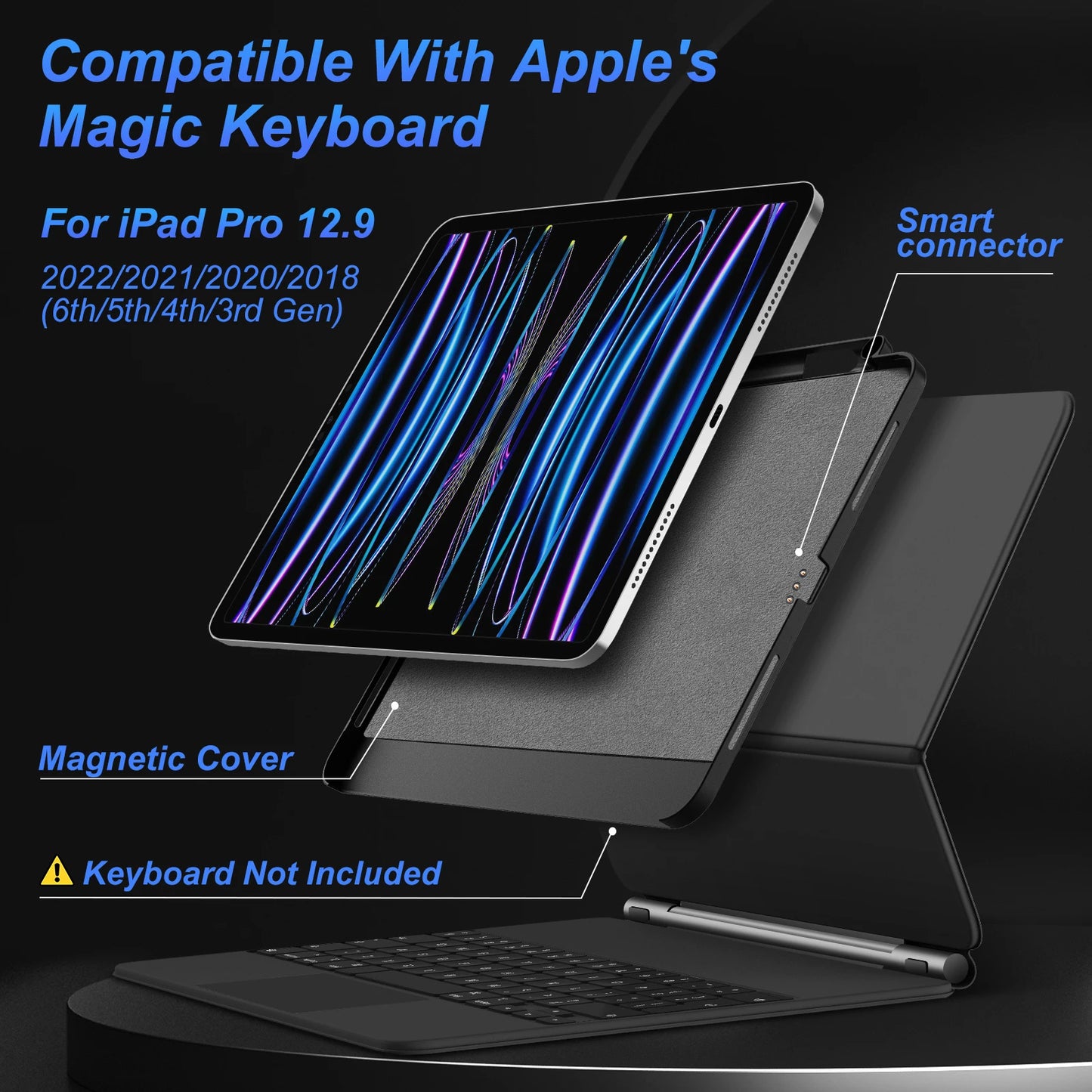Magnetic Case for iPad Pro 11 Air 4 Air 5 iPad Pro 12 9 12.9 6th 5th 4th 3rd Gen Magic Keyboard Compatible Case Pencil Holder Computers Accessories Electronics Supplies