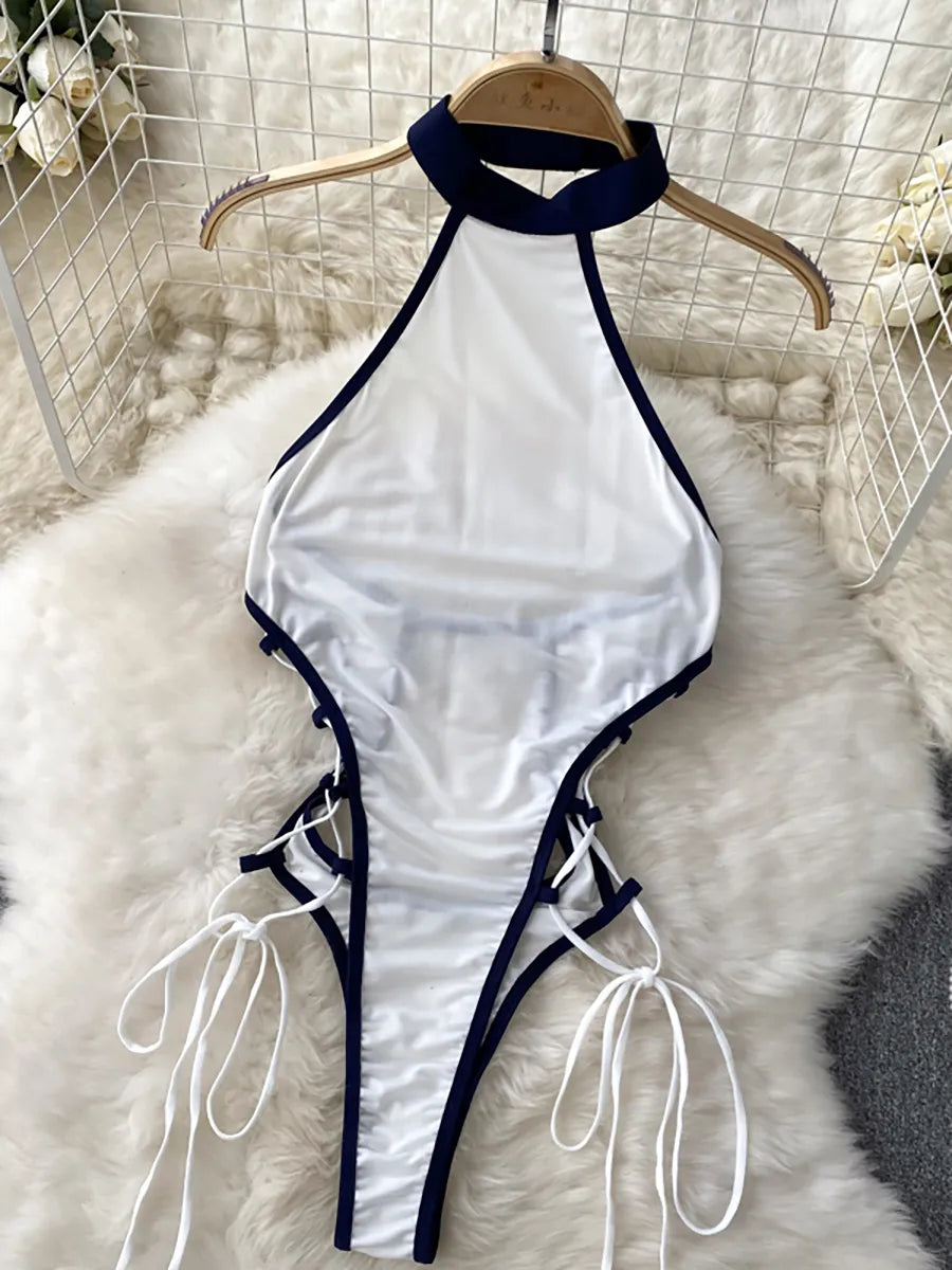Women's Hollow Combination Bodysuit Slim Fit Erotic Mesh Lace Jumpsuit Bodysuit Sexy Fashion Pajamas