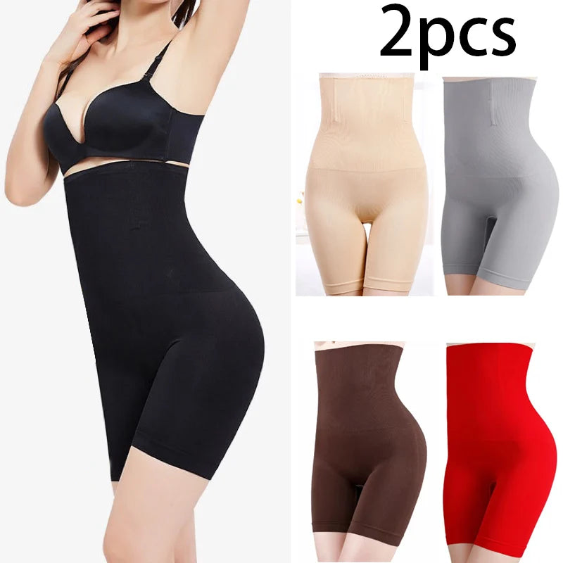 NEW Arrivals 2PCS Set S(50KG) -6XL (135KG) Plus Size Women Belly Shaping Brief High Waist Lifting Hip Pants Slimming Panties Postpartum Shaper Underwear Safety Panty