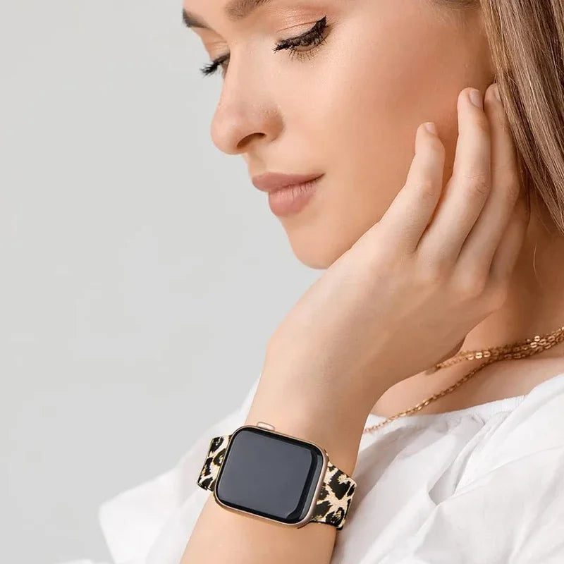 NEW Leopard Silicone Strap for Apple Watch Band 45mm 41mm 49mm 44mm Bracelet for IWatch Series Ultra 9 8 7 6 5 4 3 SE 42mm 40mm 38mm Smart Watch Accessories Electronics Supplies