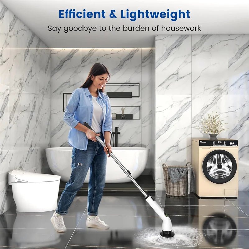 NEW Arrivals 7 in 1 Set Household Cordless Multipurpose Spin Scrubber Kitchen Gadgets Hair Brushes Bathroom Broom Toilet Kitchen Mops Electric Cleaning Brush Home Appliances