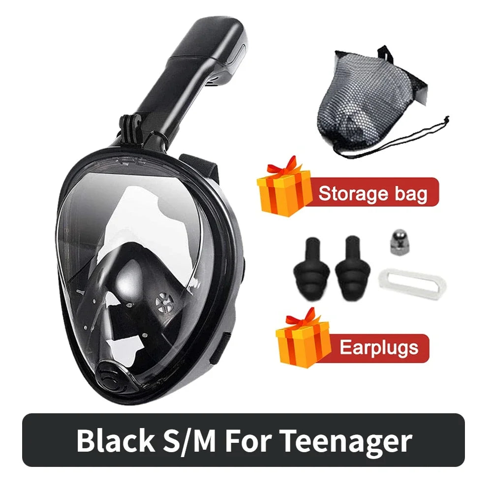 NEW Adults XL /Kids XS Size Full Face Snorkel Mask - Professional Anti-Fog Diving Goggles, Underwater Scuba Swimming Equipment