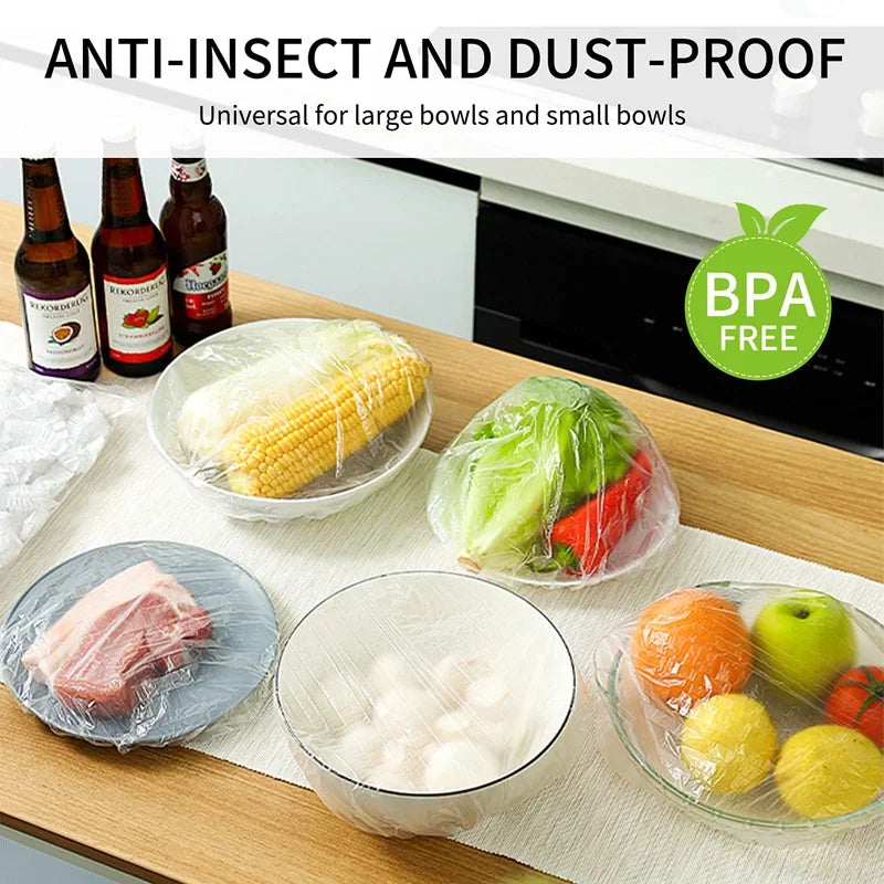 NEW 1000 PCS Set Plastic Food Cover Bags Food Grade Fresh-Keeping Travel Transparent Packaging Bag Reusable Wrap Kitchen Disposable Colorful Cling Film