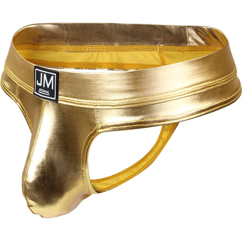 Adult Faux Leather Jockstrap Men Sexy Gay Underwear Penis Pouch Sissy Thong Lingerie Men Bikini Beifs Panochas Cueca Tanga Slip