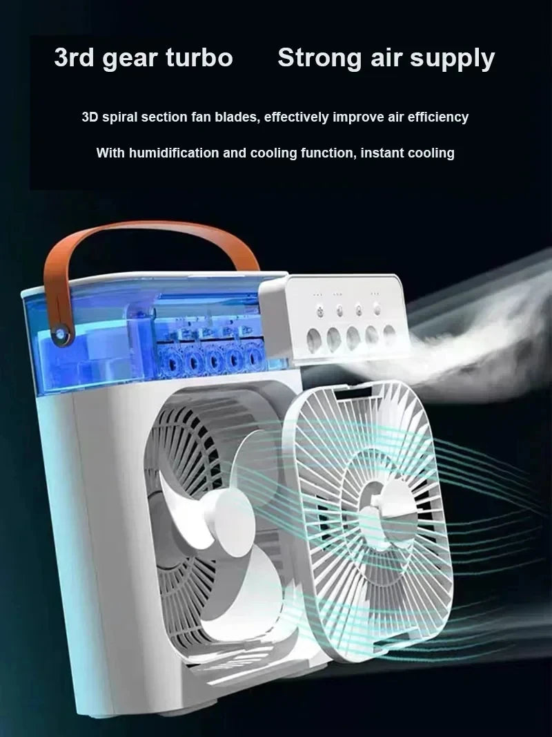 New Arrivals 3 In 1 Fan Air Conditioner Household Small Air Cooler LED Night Light Portable Humidifier Air Adjustment Fan Office Home Fan