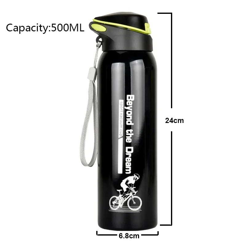 NEW Arrivals 500ML Outdoor Sport Bicycle Water Bottle Vacuum Stainless Steel Cycling Water Cup Thermal Drink Mug Travel Cycling Equipment Sports Supplies