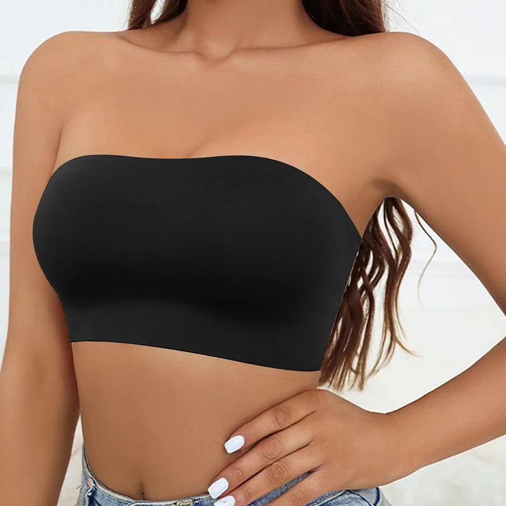Varsbaby Women Tube Strapless Bra Chest Wrap Bandeau Seamless Breathable Comfortable Underwear Tops