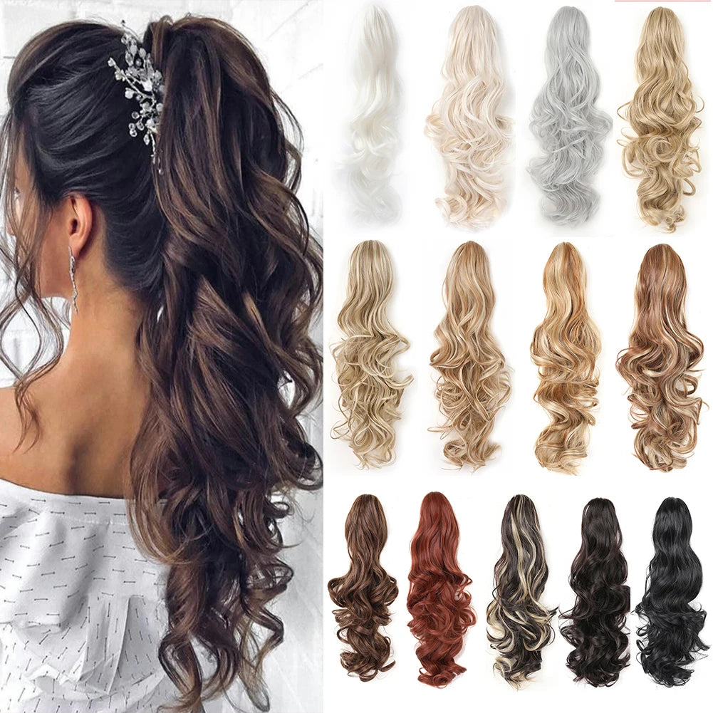 Ponytail Extension Claw Curly Wavy Clip in Hairpiece Ponytail Hair Extensions Long Pony Tail Synthetic for Women