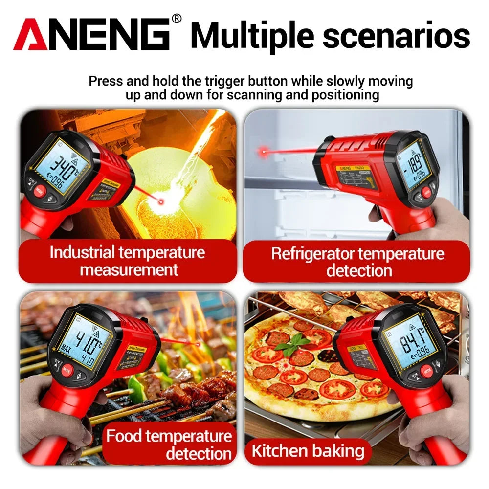 NEW TH202 Infrared Black/Red Color Thermometer Non-Contact -50~600℃ Digital Laser Temperature Meter LCD display Pyrometer Point Gun Tester