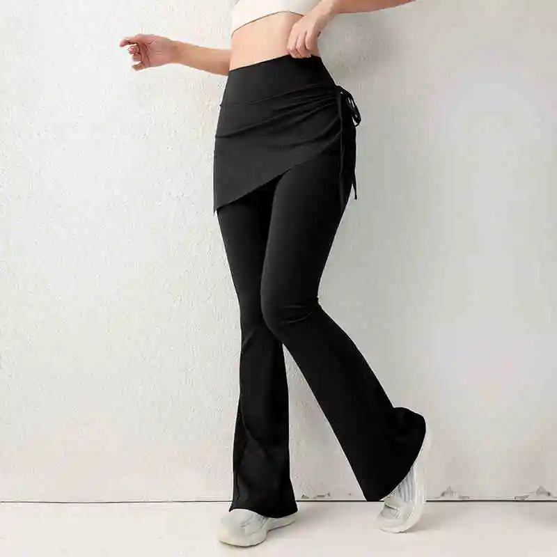 NEW Arrivals New Design 3 Colors Women's Gym Leggings Semi Skirted Waisted Fitness Flared Pants High Waisted Butt Covering Skirt Sports Sweatpants