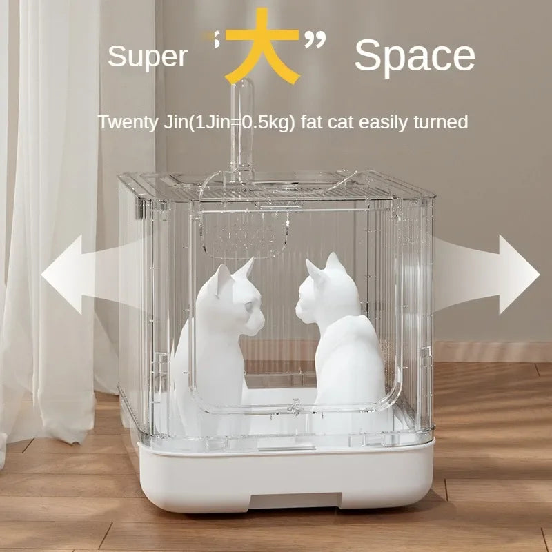 44.5CM X 37.5CM Cat Litter Basin Oversized Splash-Proof Fully Enclosed Cat Toilet Sterilization Deodorant Drawer Cat Litter Basin Pets Cleaning Supplies
