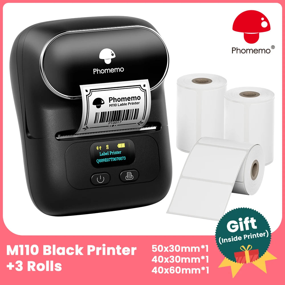 BRAND NEW Original PHOMEMO M110 Label Printer Mini Printer Thermal Label Maker Portable Labeling Machine for Business Barcode Cable School Home Office Business Thermal Printer Set