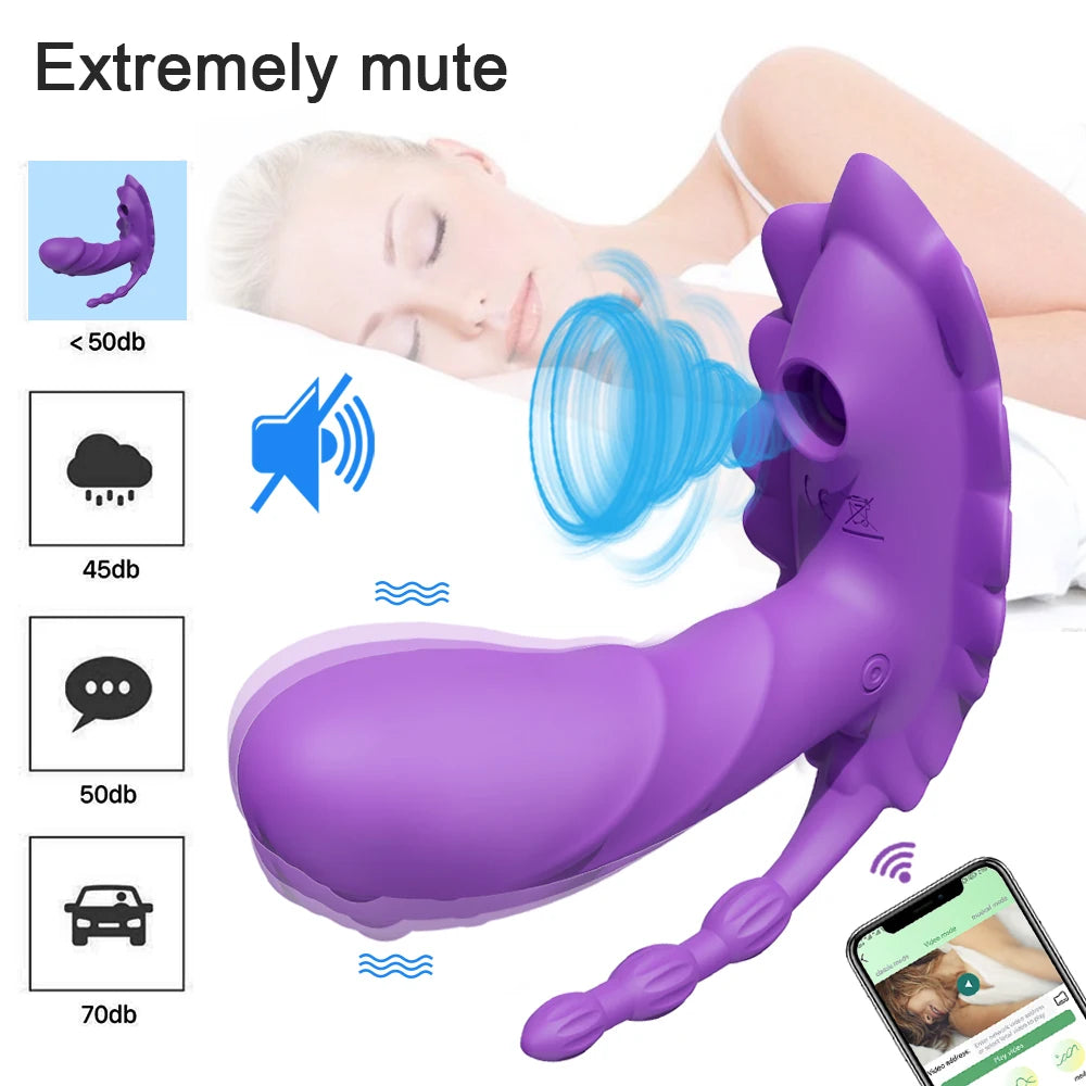 Bluetooth APP Control Vibrator for Women 3 in 1 Clitoris Stimulator G Spot Massager Wearable Adult Goods Sex Toy for Couple