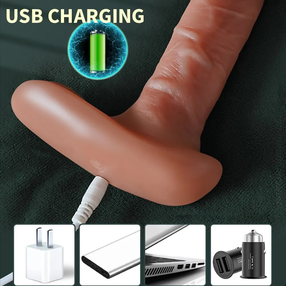 Telescopic Real Vibrator for Women Dildo Vagina Stimulator Vibration SexToy Silicone Thrusting Dildo With Heating Remote Control