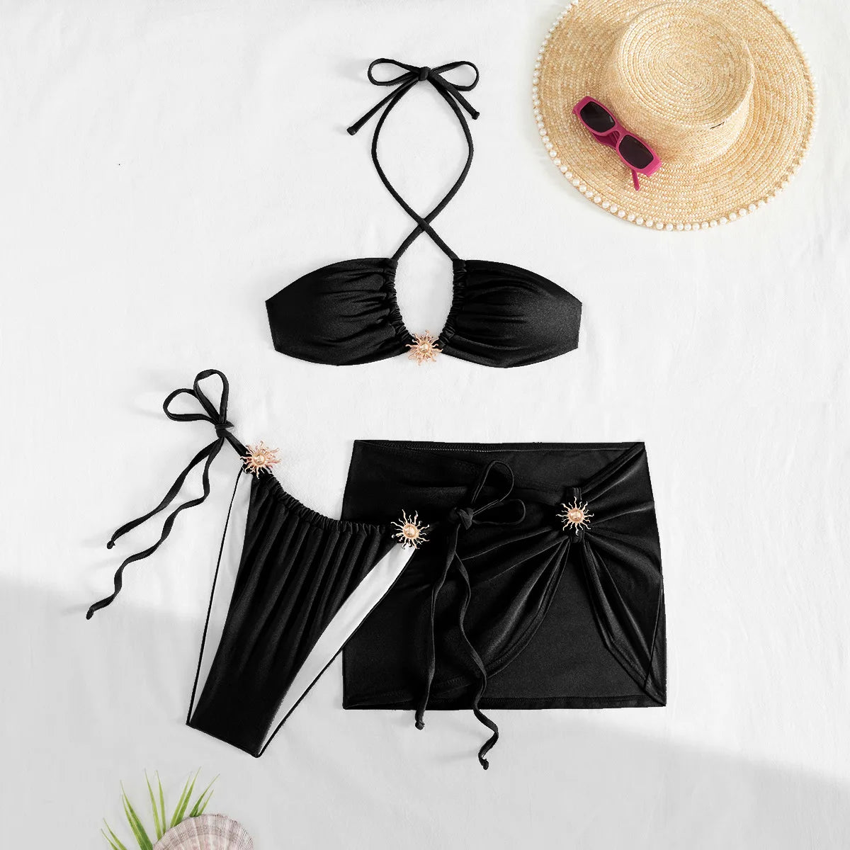 NEW 3PCS Set 3 Colors Micro Bikini Set with Mini Skirt Women Swimsuit Swimwear Sexy Bikini Push Up Beachwear Bathing Suit Biquini Female Sexy Summer Swimwear Suits
