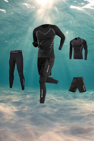 NEW Arrivals 4PCS Set S-3XL(100Kg+) Men's Swimsuit Full Body Sun Protection Long Sleeve Short Sleeve Pants Boys Swim Shorts Long Pants Swim Top Surf Snorkeling Suit Beachwear Sets Sports Apparel Supplies