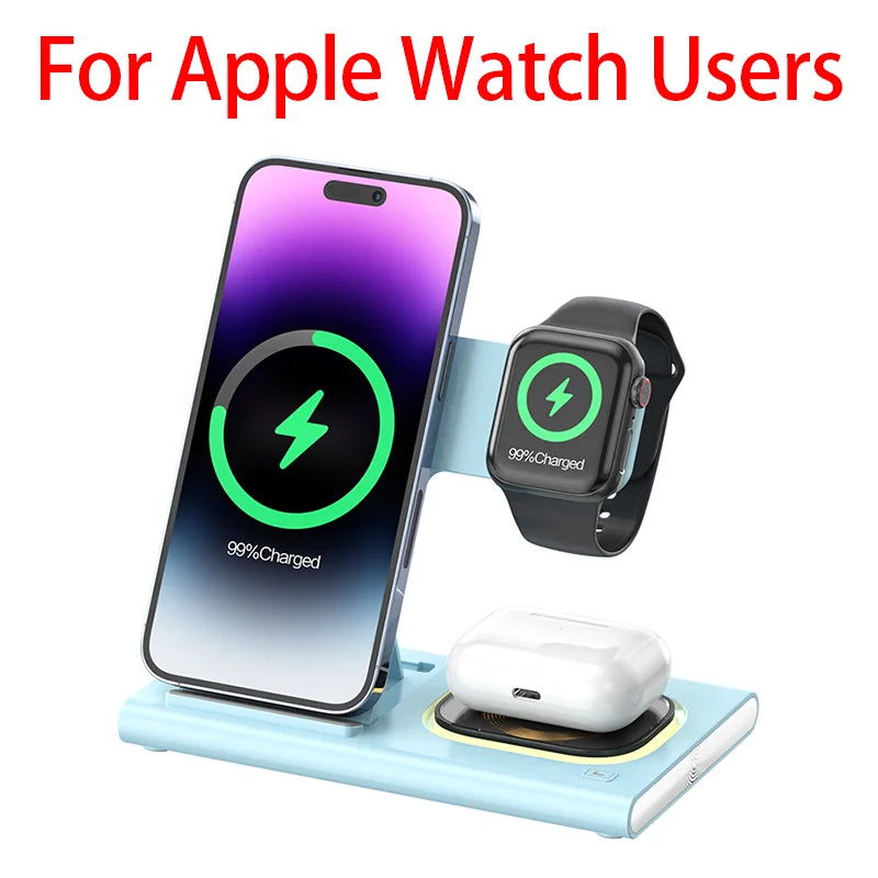 NEW Arrivals 300W Foldable 3 In 1 Wireless Charger Stand Pad Desktop Fast Charging Station For iPhone 16 15 14 13 Samsung Apple Watch Air Pods Mobile Phones Accessories Electronic Supplies